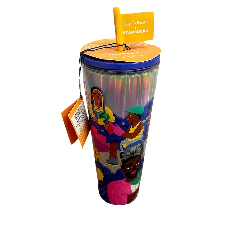 STARBUCKS ANANYA RAO MIDDLETON 2024 COLLAB 24 OZ. HOLOGRAPHIC COLD CUP TUMBLER‎